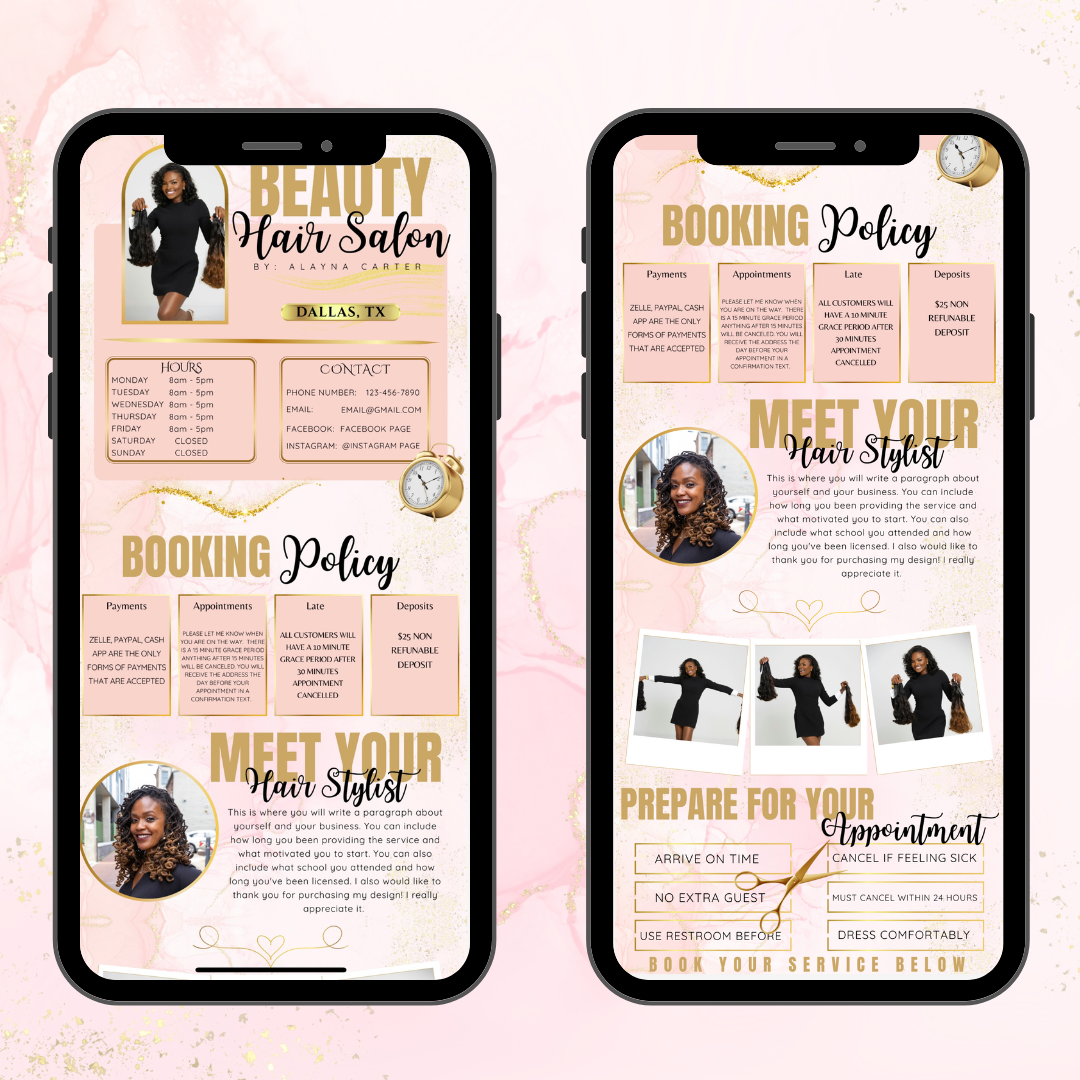 Pink Marble Hair Acuity Scheduling