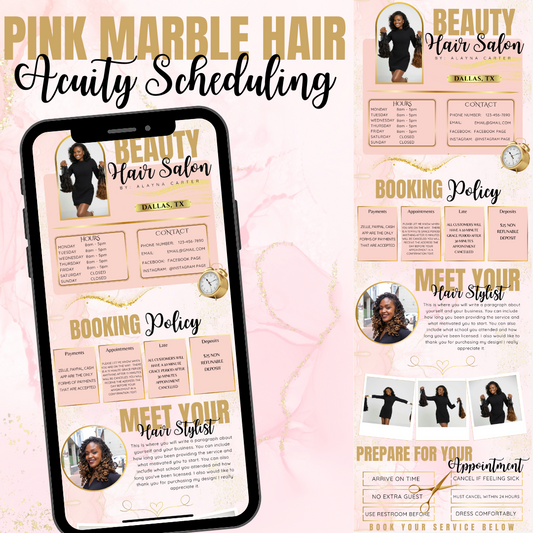 Pink Marble Hair Acuity Scheduling