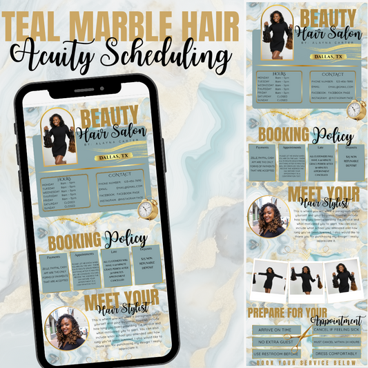 Teal Marble Hair Acuity Scheduling