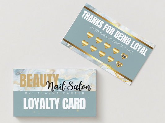 Teal Marble Loyalty Cards